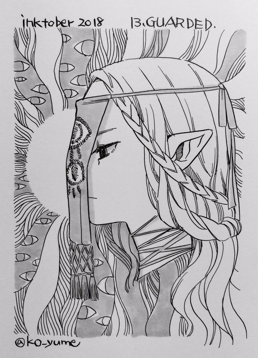 公式お題よりGuarded   やはりケント紙描きやすい〜    #inktober #inktober2018 