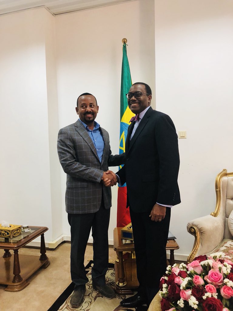 fitsumaregaa's tweet photo. HE PM Abiy Ahmed met President of AfDB Akinwumi Adesina &amp; his high level delegation this morning. They discussed about the #AfDB potential support to #Ethiopia in areas of irrigation, youth job creation, energy &amp; privates sector dev’t. AfDB and Ethiopia enjoy strong partnership. https://t.co/7GBU4GozOC