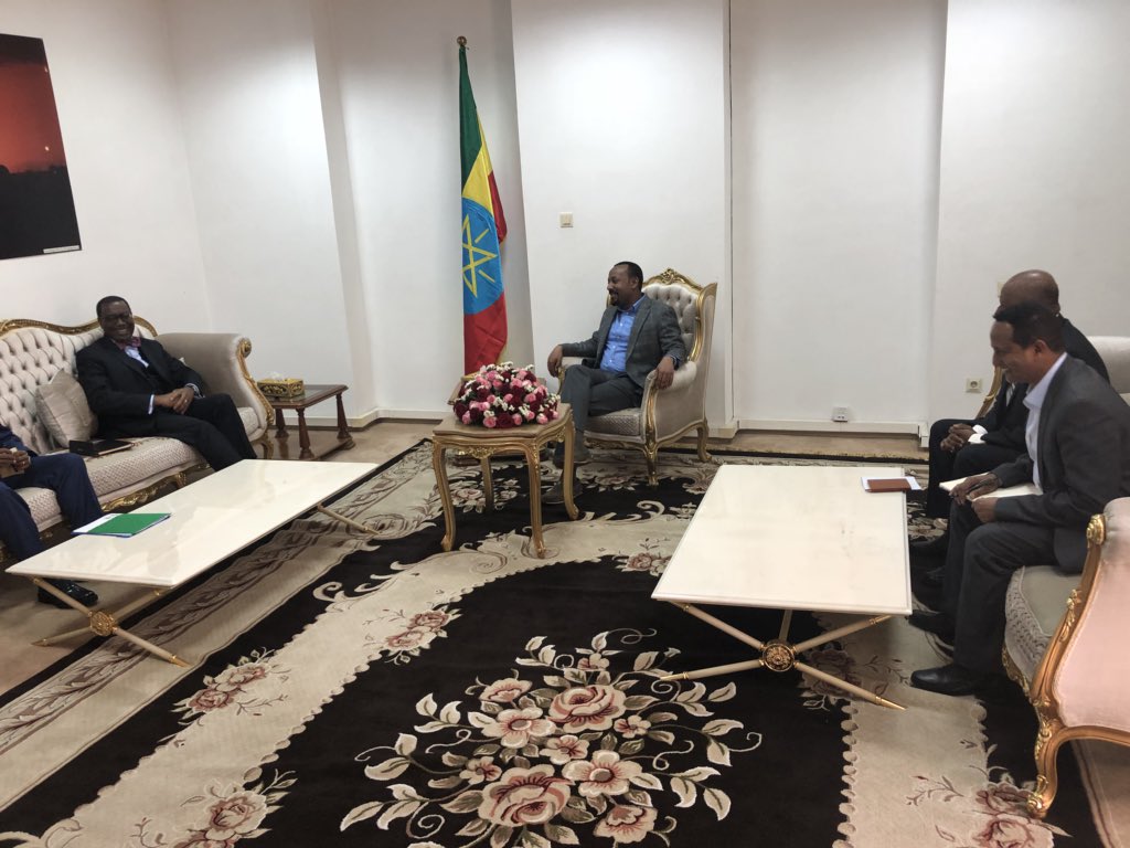fitsumaregaa's tweet photo. HE PM Abiy Ahmed met President of AfDB Akinwumi Adesina &amp; his high level delegation this morning. They discussed about the #AfDB potential support to #Ethiopia in areas of irrigation, youth job creation, energy &amp; privates sector dev’t. AfDB and Ethiopia enjoy strong partnership. https://t.co/7GBU4GozOC