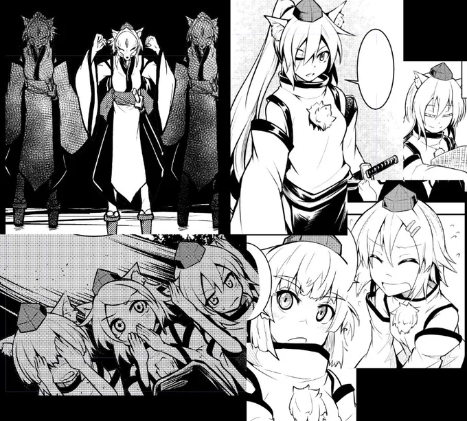 昔描いたモブ白狼天狗ら 
