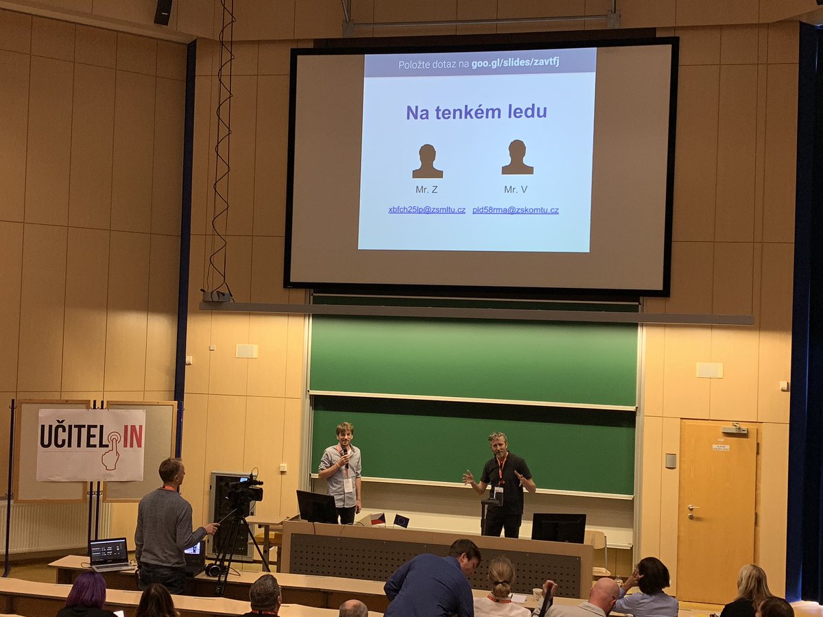 MrsLindaPosp's tweet image. Hilarious presentation about serious themes called ‘On Thin Ice’ with Zdenek Hetes and Vaclav Fiser at #ucitelin #edtech #netsecurity #Security #socialnetwork #iphonephotography #zcu #pilsen #czechia