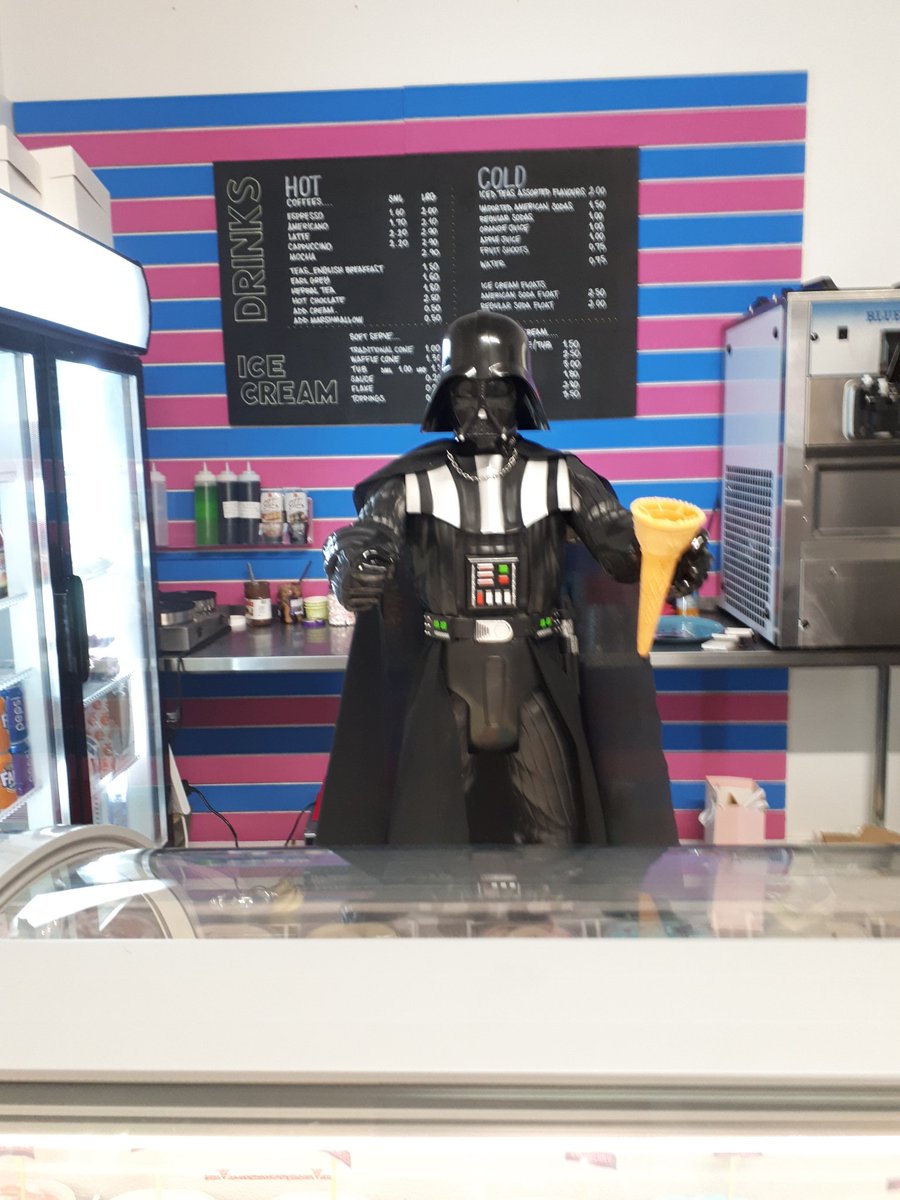 We have ice-cream, waffles, coffee, cake, cheesecake and Darth Vader. Everything you need to have an awesome Saturday ☕🍦🍰 #jointhedarkside