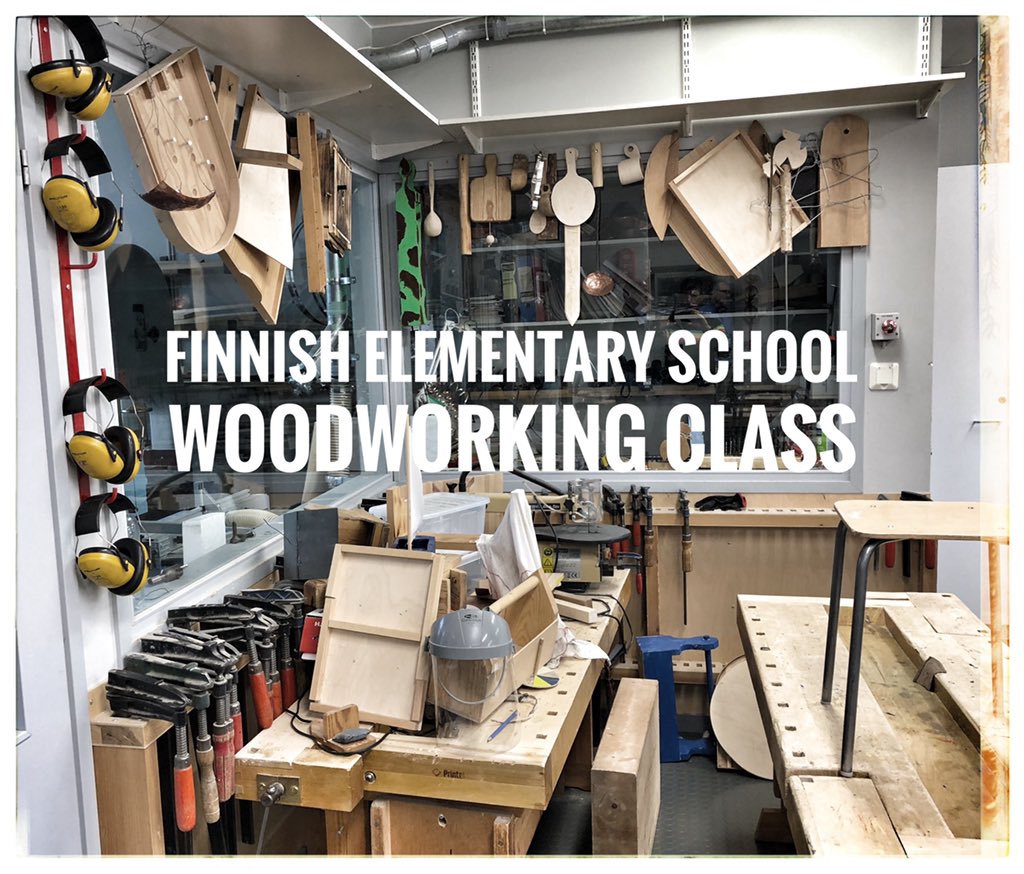 philmcrae's tweet image. Finnish Elementary Schools: Woodworking class, pogo sticks &amp;amp; free play. The Finns do not bubble wrap their children, but teach them how to navigate risk, be mindful &amp;amp; self-regulate.  High levels of independence for the students &amp;amp; they live up to the expectations #FinAl2 #abed
