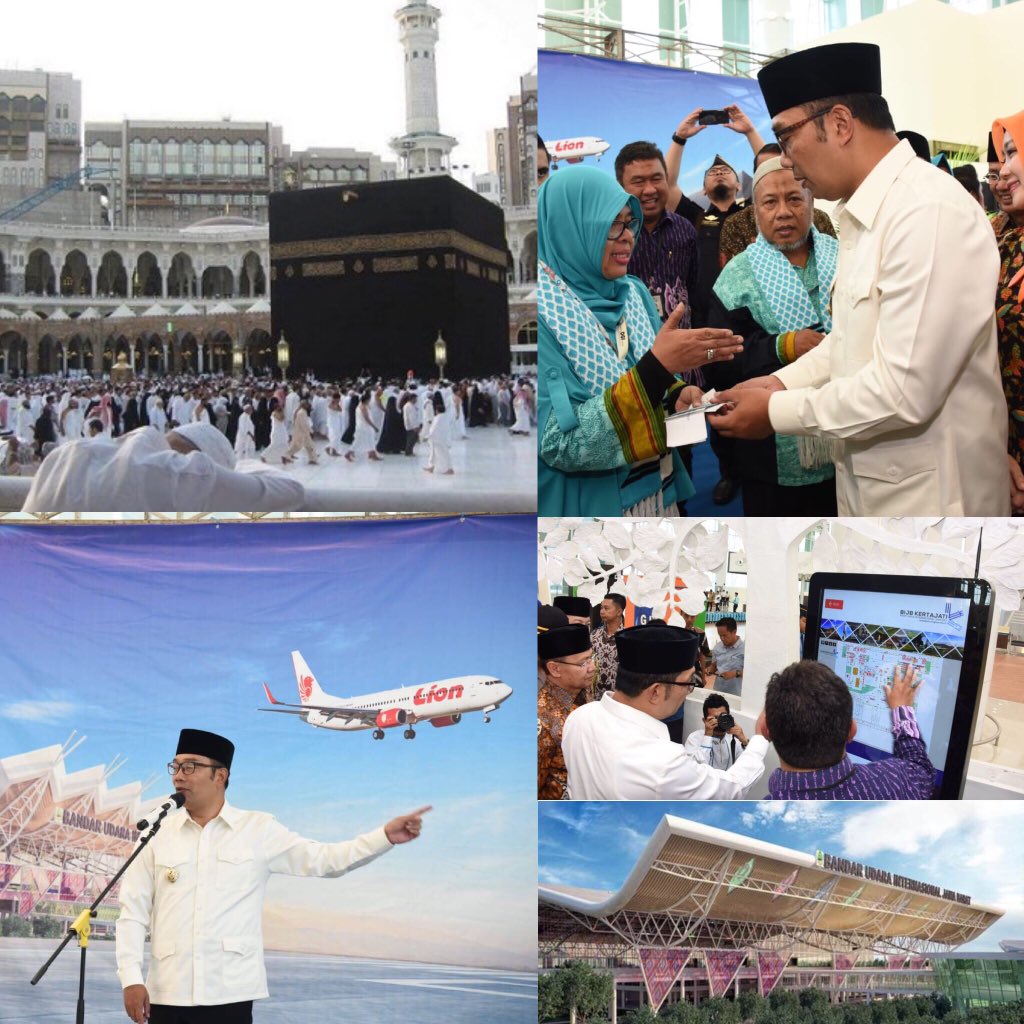 ridwankamil's tweet photo. PENERBANGAN INTERNASIONAL PERTAMA dari BIJB pagi tadi dilepas untuk Umroh Kertajati-Madinah dgn Lion Air. Bandara Kertajati ini tidak hanya melayani warga Jawa Barat tapi juga warga Jawa Tengah sisi barat. Semoga mabrur jamaah umrahnya semoga makin ramai bandaranya. #JABARJUARA https://t.co/W9kAsOwuLl