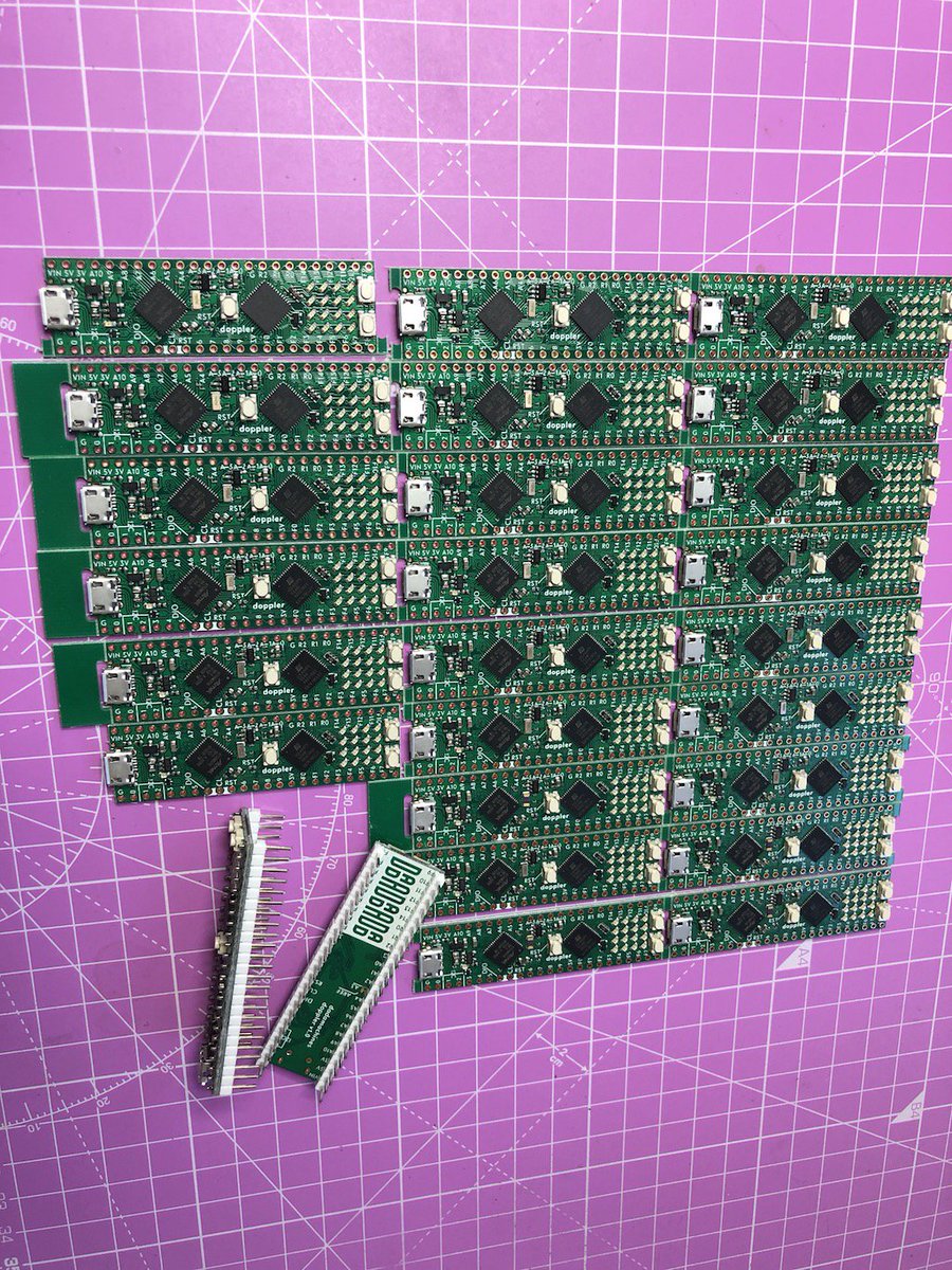 sven_braun's tweet image. got first test batch of doppler prototype boards. FPGA meets samd51. #verilog #yosys #Arduino #FPGA @ico_TC