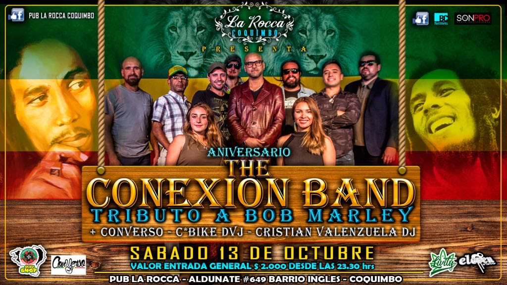 conguitarra1027's tweet photo. Hoy se celebran los 10 años de historia de #CobexionBand #TributoBobMarley y te esperamos en el glorioso puerto de #Coquimbo en #PubLaRocca desde las 23hrs. 🇨🇱🇯🇲🇨🇱 https://t.co/skfWhQS6IU
