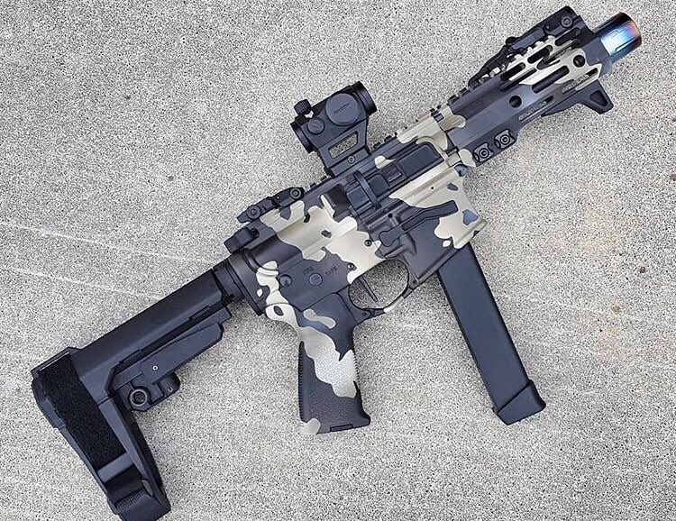 EricksonArmsLLC's tweet photo. Repost from @etchedordnance Etched Ordnance 9mm Harbinger @cerakote by @EricksonArmsLLC and outfitted with Swamp fox optics Liberator, Inforce WML, Rise Armmament 4.5lb LE145 flatblade trigger. #AR9 #ARpistol #pewpewlife #cerakote #ericksonarms https://t.co/VEmG3kE51v