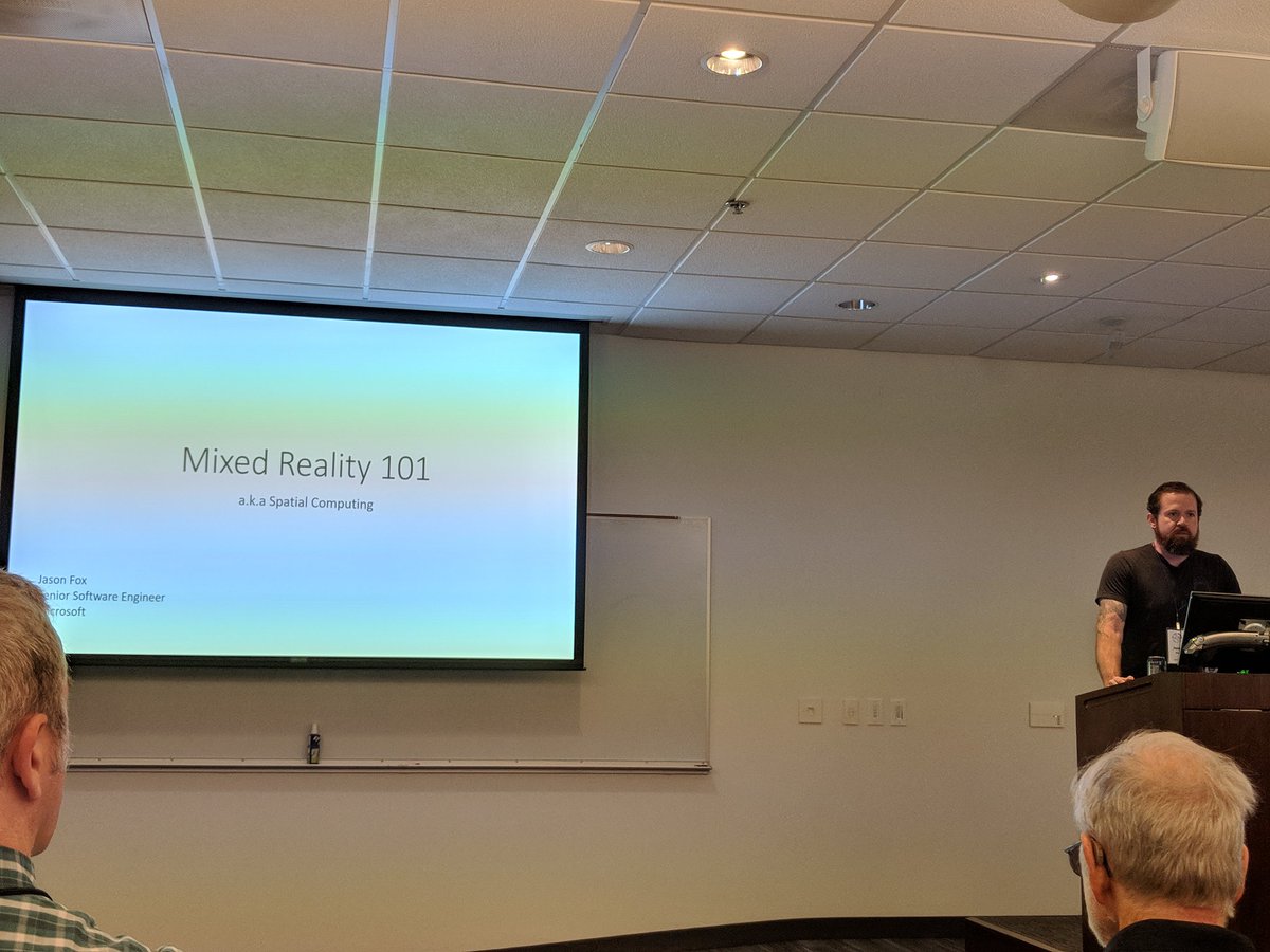 coridrew's tweet image. Next up: &quot;Mixed Reality 101&quot; by @JasonGFox #DevFestWeekend2018