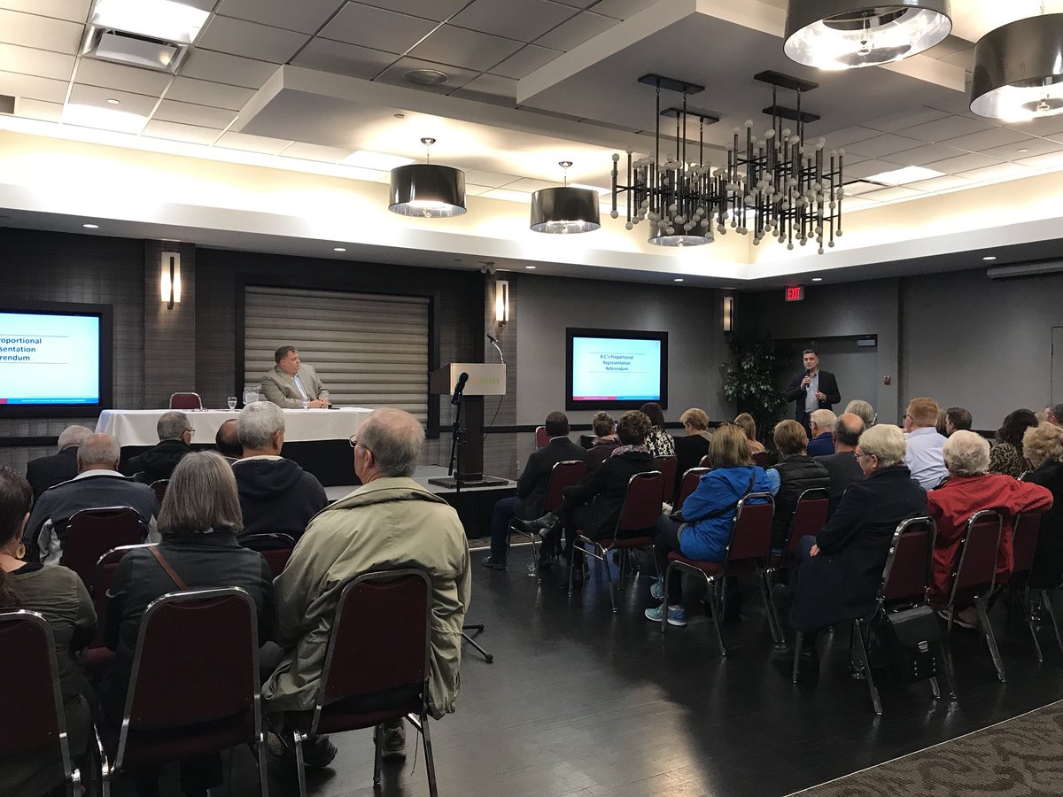 toddstonebc's tweet image. Full house at our joint MLA Town Hall in #Kamloops. Main issue was Prop Rep referendum &amp;amp; concerns it will result in less local rep, appointed MLAs who aren’t elected, shifting power from local voters to political parties, &amp;amp; brutally flawed process. @PeterMilobar #NoBCProRep
