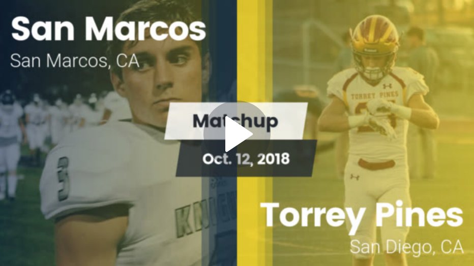 Playoff football during the regular season! Wowzer!!! Halftime: San Marcos 10 Torrey Pines 7 Second-half should be a thriller! Watch first -half highlights here; tinyurl.com/sm-first-half <a href="/SanMarcosFBall/">SMHS Football</a>