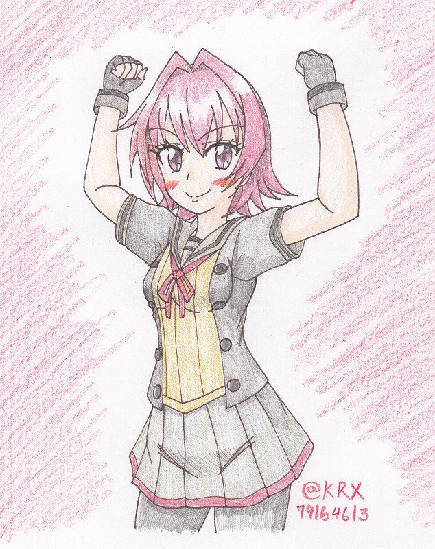 #艦これ版深夜の真剣お絵描き60分一本勝負
 #艦これ版真剣お絵描き60分一本勝負_20181013
 #鬼怒
荒ぶる鬼怒のポーズ 