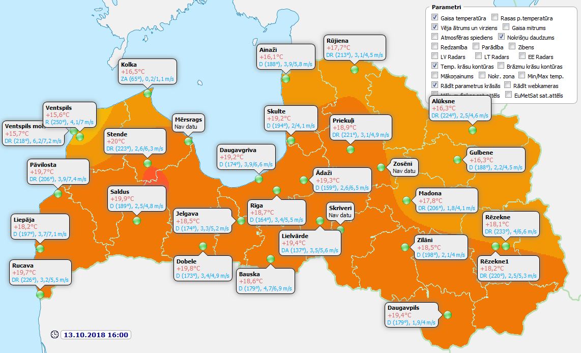 LVGMC_Meteo's tweet photo. Arī šodien līdz plkst. 16:00 vairākās novērojumu stacijās laboti diennakts maksimālās gaisa temperatūras rekordi. Šīs dienas temperatūru rekordi laboti - #Daugavpils, #Liepāja, #Pāvilosta, #Rucava, #Saldus, #Skulte, #Stende, bet atkārtots #Priekuļi novērojumu stacijā. https://t.co/YhZk6RGeSM