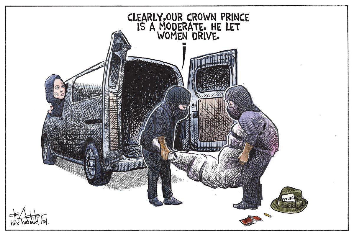 deAdder's tweet image. cartoon for @chronicleherald #Kashoggi #SaudiArabia #Turkey #FreedomOfThePress