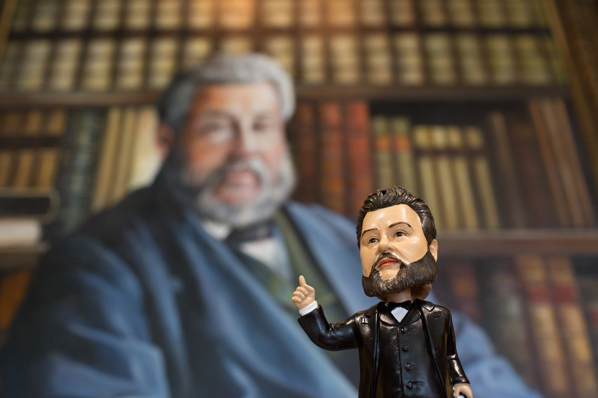 SpurgeonColl's tweet image. This week's #SpurgeonSaturday giveaway is a Charles Spurgeon bobblehead. RT and follow for a chance to win!