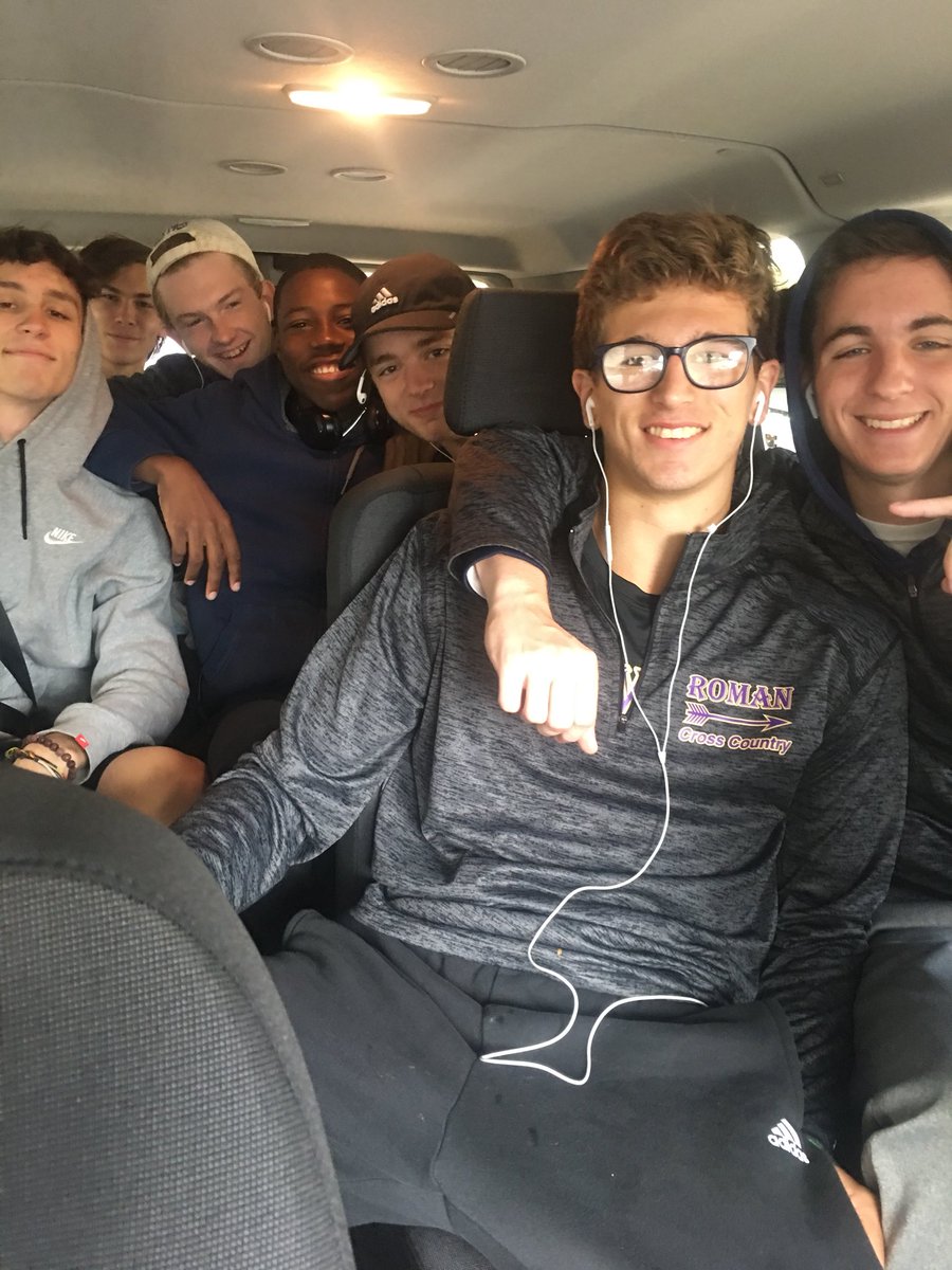 Roman Xc is off for the Manhattan Invitational! First team to use the new school van. #DrivingInStyle #RCHS