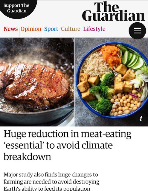 The Guardian released an article saying to mitigate the worst of climate change, the US and UK need to reduce meat consumption by 90%. But all I ever hear from y& #39;all is “Well I don’t eat that much meat anyway.” Since math is not your strong suit, let me break this down for you...