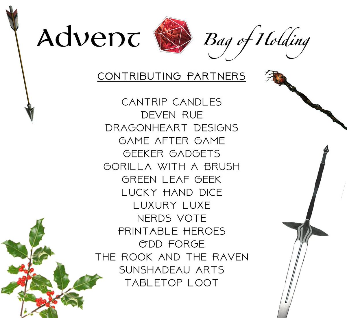 sunshadeauarts's tweet photo. Do you love #TTRPGs? Do you also love advent calendars?

Behold the Advent Bag of Holding! 

We brought together 15 community partners to create these unique calendars. All proceeds go to the Greater Chicago Food Depository.

Reserve yours today!

https://t.co/mtoQ9Zar6Y https://t.co/qNvWK8lKPi