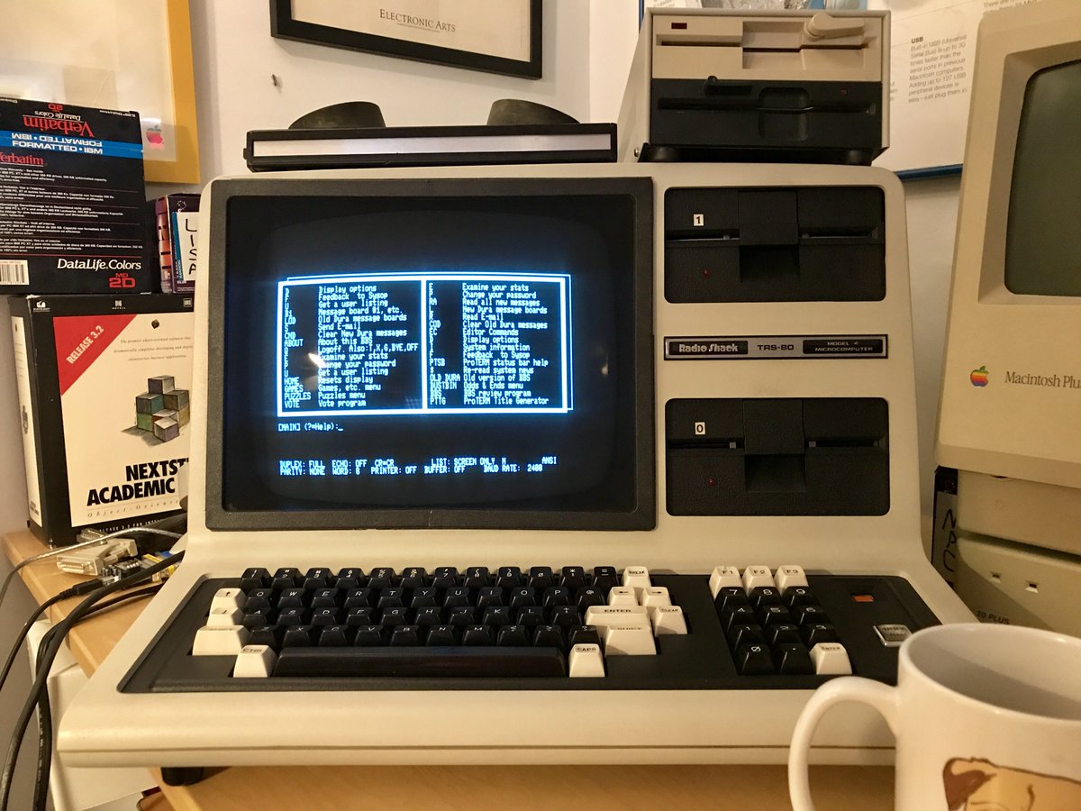 Spending some Saturday morning #BBS time on the Model 4, as one does. #ANSI #TRS80 #DuraEuropos