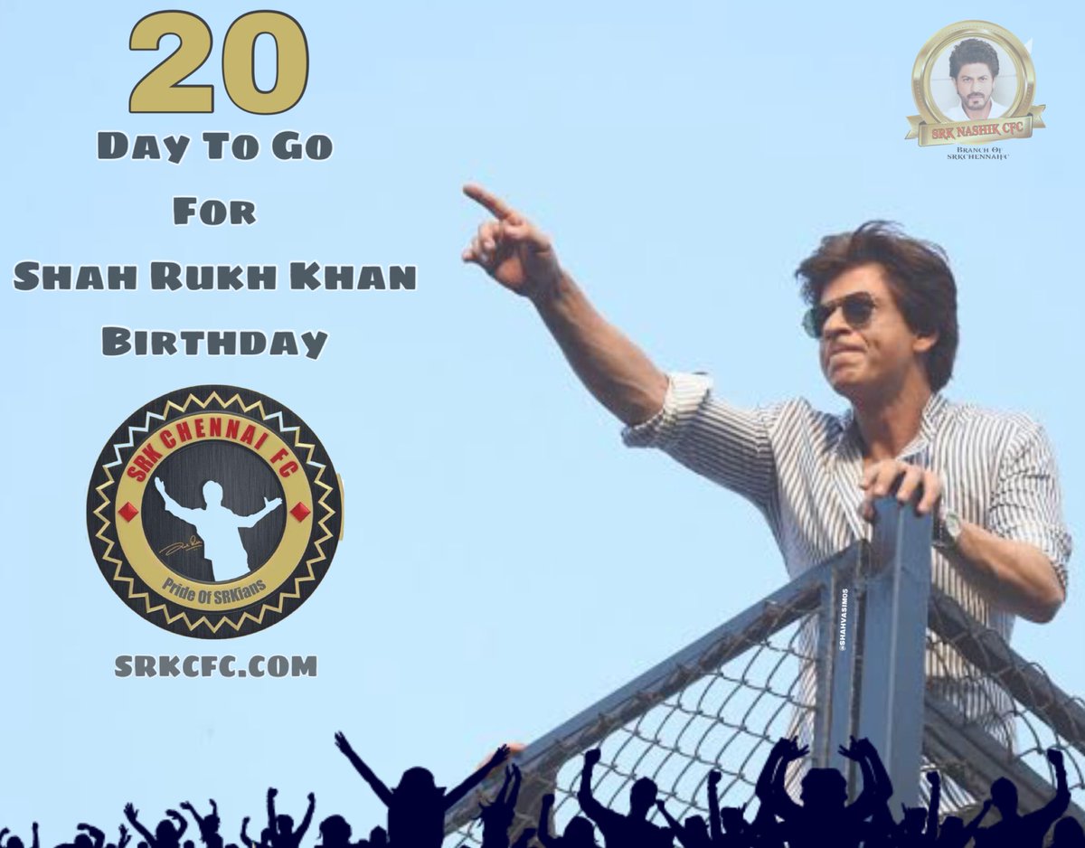 SRKNashikCFC's tweet photo. Now only 20 days to go for King Birthday 

#20DaysToGoForSRKDay 
#ShahRukhKhan 

@SRKCHENNAIFC https://t.co/rYXbTSzpNr