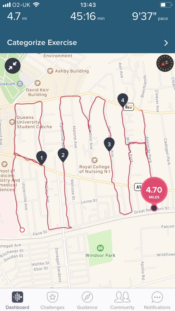 Too much rain for a long run today so I got inventive with gps for a short run #DublinMarathon #amh <a href="/amhNI/">Action Mental Health</a>