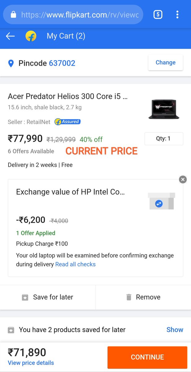 Alagendrank's tweet photo. #cheatBillionSale #Flipkart Ordered laptop in flipkart billion sale with offer but d product was not delivered and d same has been cancelled by flipkart.Even they r not replacing with new one and asking to re-order the same product. U knw wht hapned they increased d price by 4K. https://t.co/N29Hw2UaDs