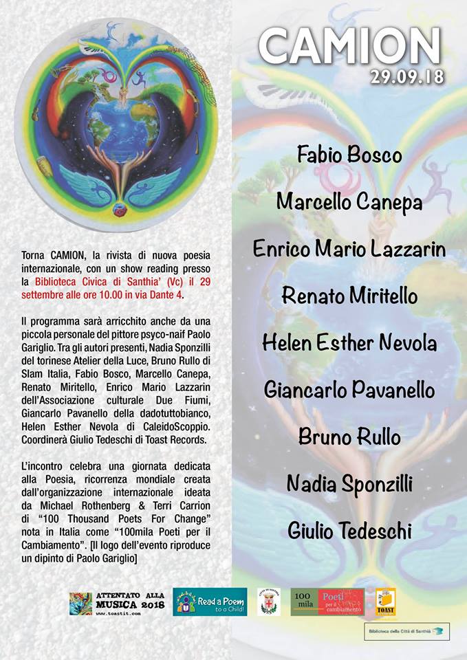 CAMION il 29 settembre 2018 nella biblioteca civica di Santhià in occasione di "100mila Poeti per il Cambiamento"