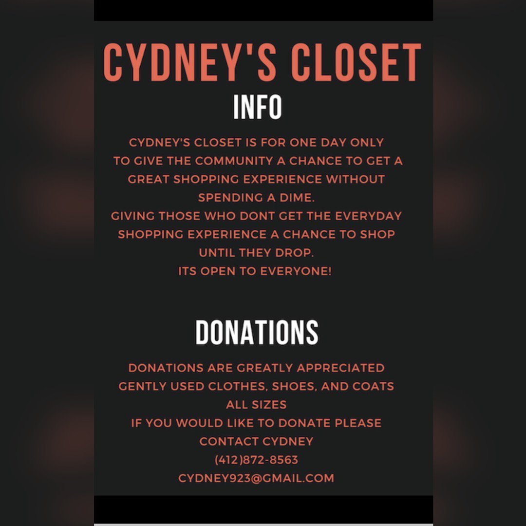 _Fireroni's tweet image. My birthday birthday wishes are coming true! I am honored to say that Cydney’s Closet will be held on October 27th at the Cabaret Banquet Hall in Homewood!! If you like to donate PLEASE reach out I would really appreciate it!!!!! PLEASE SHARE AND GET THE WORD OUT!#CydneysCloset