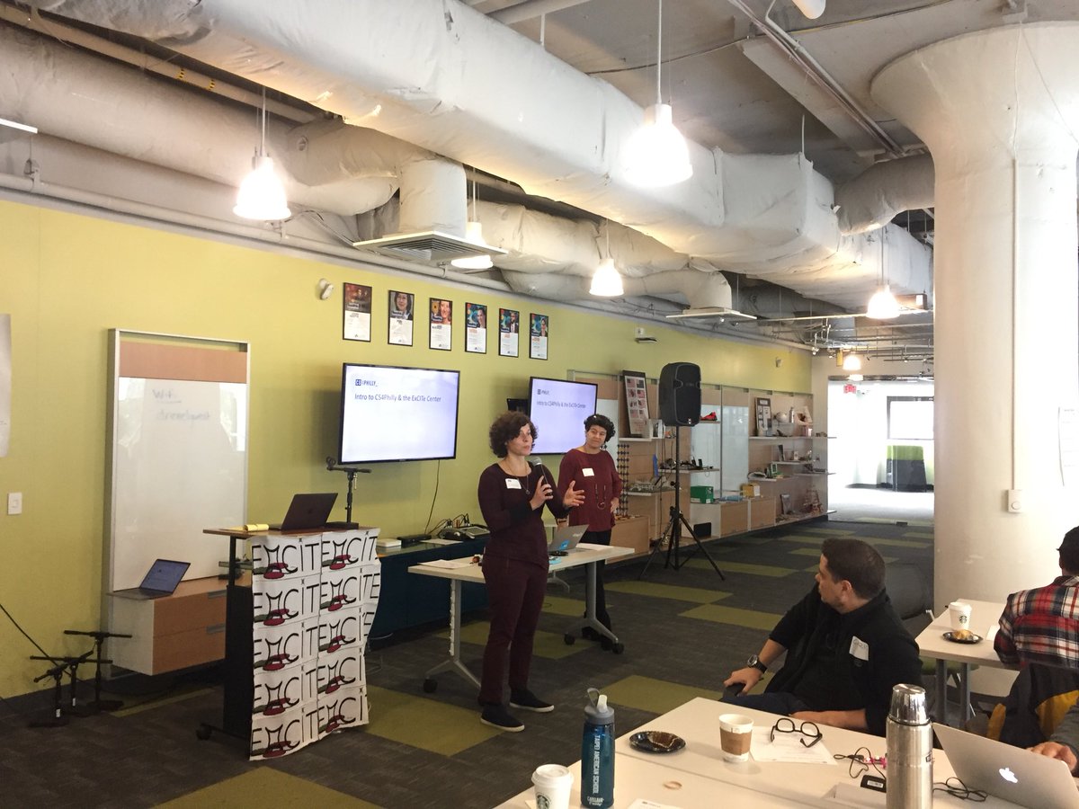 AndrewDStutzman's tweet photo. We’re holding a Design Workshop  at the @excitecenter to create student activities for @cs4philly. Great minds at work! #CSforALL #STEAM #digitalbadges @digitalonramps https://t.co/BJoZ3MVlKP
