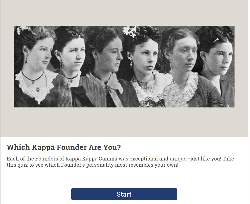 Which Kappa Founder are you? Take the quiz and share your results! kappa.historyit.com/founders-quiz
Like what you see? Honor Kappa’s history by making a gift. donate.kappakappagamma.org/digitize
#kkgfoundation #kkgfoundersday #sisterhoodiswhy #onekeythatbindsus #payitforward #womenwhokappa