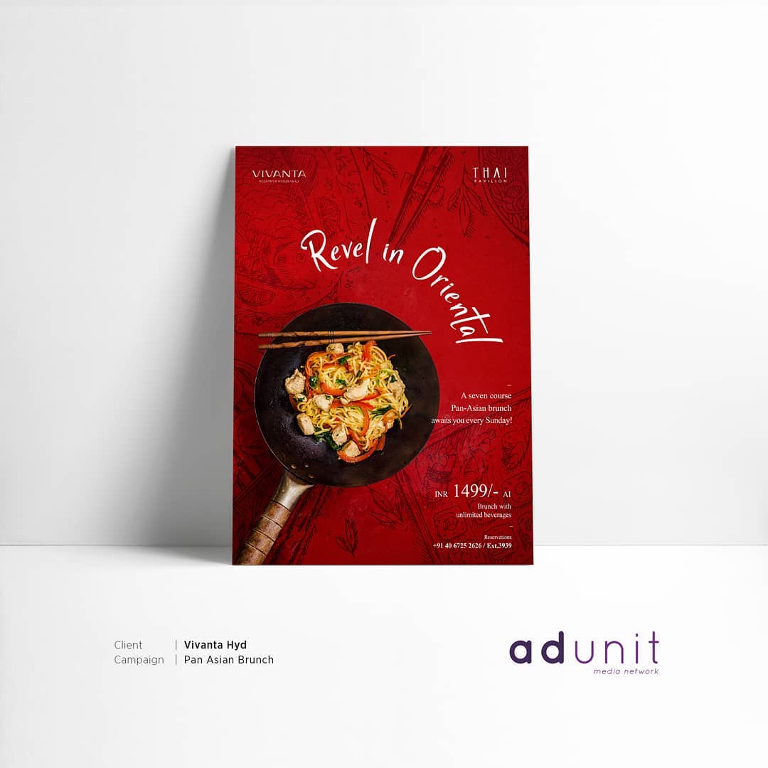 AdunitMedia's tweet photo. #AdUnitBrandTalk
Client: @vivantahyderabad
Campaign: Pan Asian Brunch
#adunit #media #creativeagency #vivanta #marketing #digitalmarketing #advertising #advertisement #hyderabadcreativeagency #creative #creativeminds #BrandingAgency #Branding #Designs https://t.co/HaFiYIULea