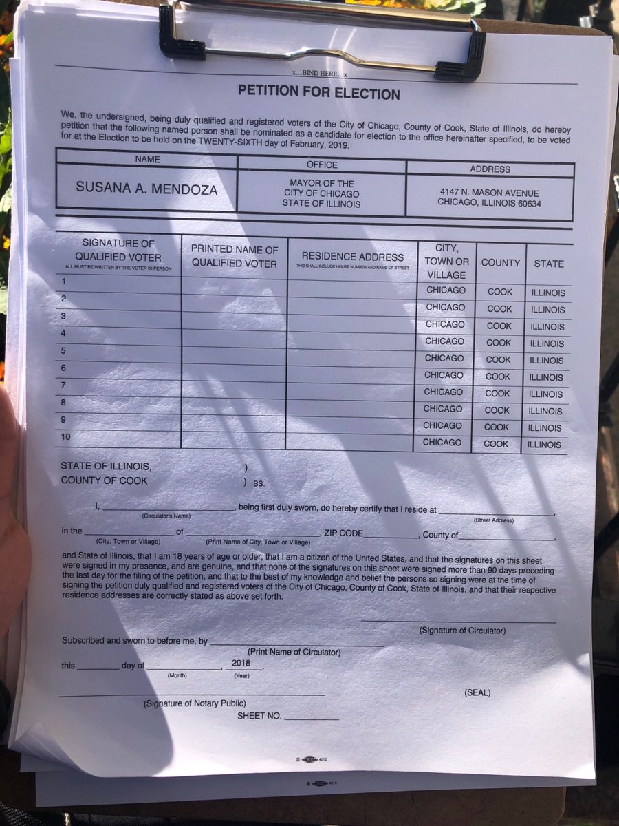 MaryAnnAhernNBC's tweet photo. As Early Voters go to vote, these mayoral petitions for State Comptroller @susanamendoza10 are outside polling place, has opponents asking which race you running for? #ChiMayor19 https://t.co/v17UYxCvTk