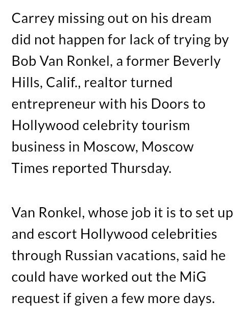 Carey went to Moscow with Bob Van Ronkel. They went to nightclubs and even hung out with a CERTAIN oligarch...