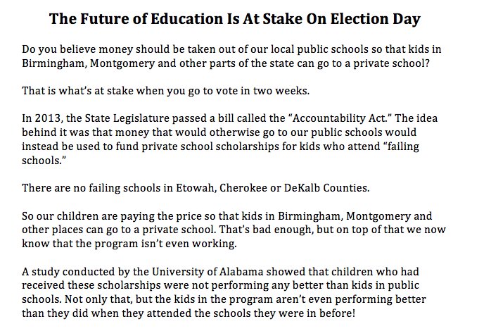 RepCraigFord's tweet photo. The future of education is at stake on Election Day #alpolitics https://t.co/4LjzxqRqbw