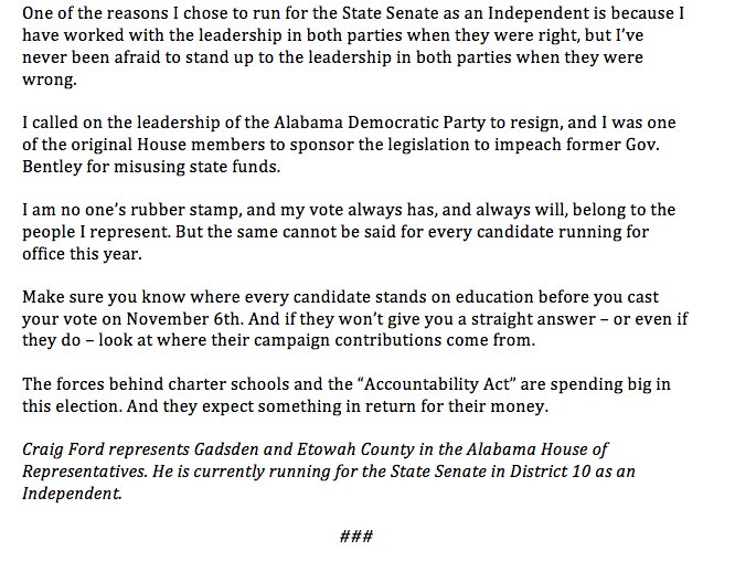 RepCraigFord's tweet photo. The future of education is at stake on Election Day #alpolitics https://t.co/4LjzxqRqbw