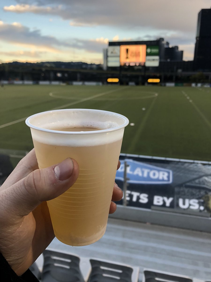 btbartley13's tweet photo. Got my beer and my seat here at Highmark Stadium for the first playoff game as the @RiverhoundsSC face off against Bethlehem Steel FC. Let’s get this win! Let’s Go Hounds!!! #FillTheMark https://t.co/7Q5N6Vy5Q8