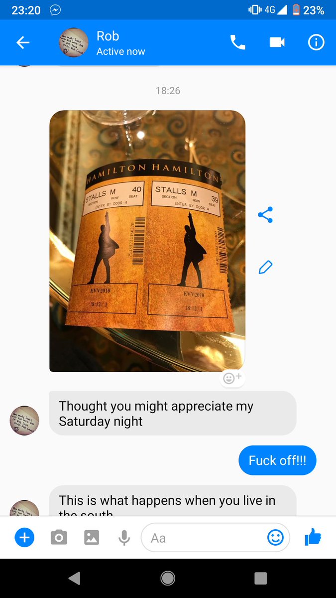 coachsteve91's tweet photo. Id say this was a reasoned response when a friend told me he had @HamiltonWestEnd tickets for tonight #sorrynotsorry . Guess I'll still have to wait till January for my turn. https://t.co/oJA7ITlZCU