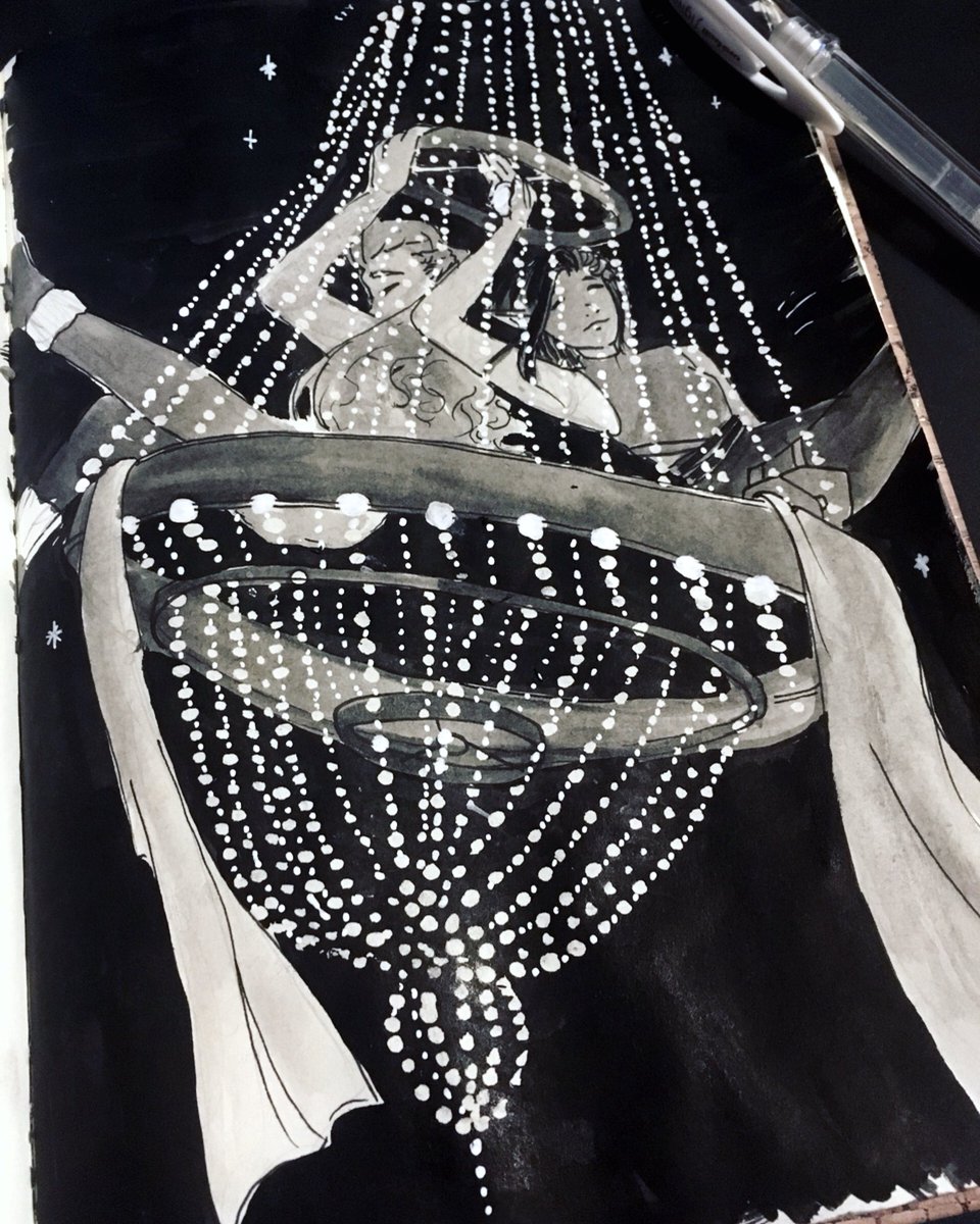 AilittaKuravek's tweet photo. #inktober day 20: Breakable! When the Rogue and the Druid try to get a gem out of a breakable chandelier! Woops peeling away masking tape took longer than I thought 
#dungeonsanddragons #traditionalart #dnd5e #inktober2018 https://t.co/zFHxnrg34b