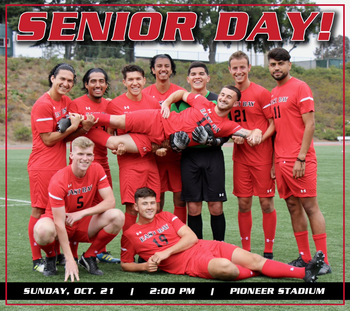 East Bay Pioneers (@eastbaypioneers) on Twitter photo MSOC | <a href="/CSUEBMensSoccer/">CSUEB Men's Soccer</a> celebrates the careers of its 10 seniors Sunday afternoon before the 2018 home finale vs. <a href="/cppbroncos/">Cal Poly Pomona Broncos</a> at 2 pm! MSOC | <a href="/CSUEBMensSoccer/">CSUEB Men's Soccer</a> celebrates the careers of its 10 seniors Sunday afternoon before the 2018 home finale vs. <a href="/cppbroncos/">Cal Poly Pomona Broncos</a> at 2 pm!