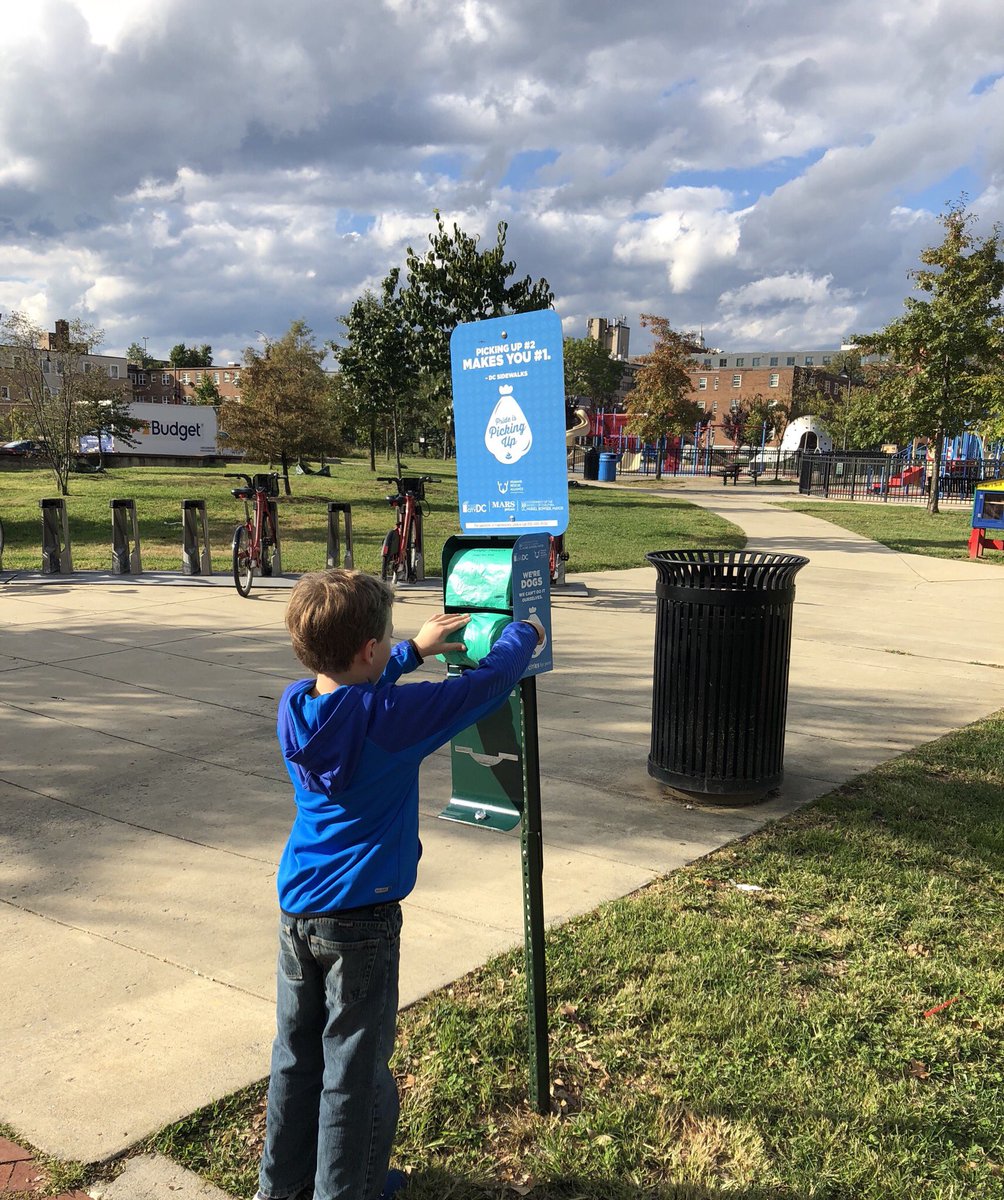 #prideispickingup at Park at LeDroit, where we added a new bag dispenser on Elm. Remember to clean up after your dog!