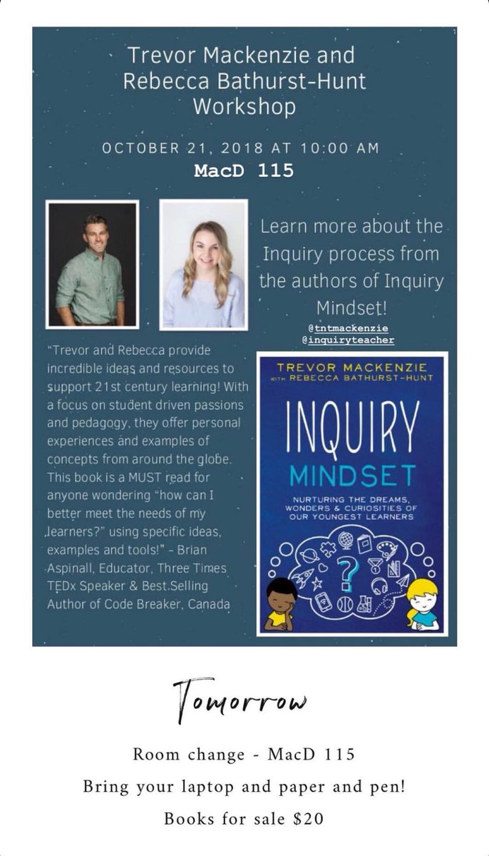 trev_mackenzie's tweet photo. To say I’m “pretty🤩excited” to lead an #InquiryMindset workshop w/ @rbathursthunt tomorrow at my alma mater @UVicEducation would be a MASSIVE understatement.

Can’t wait to connect w/ preservice teachers👩🏽‍🏫👨🏼‍🏫to explore scaffolding personalized learning for success.

Yay! https://t.co/2Z9bAuqKW0
