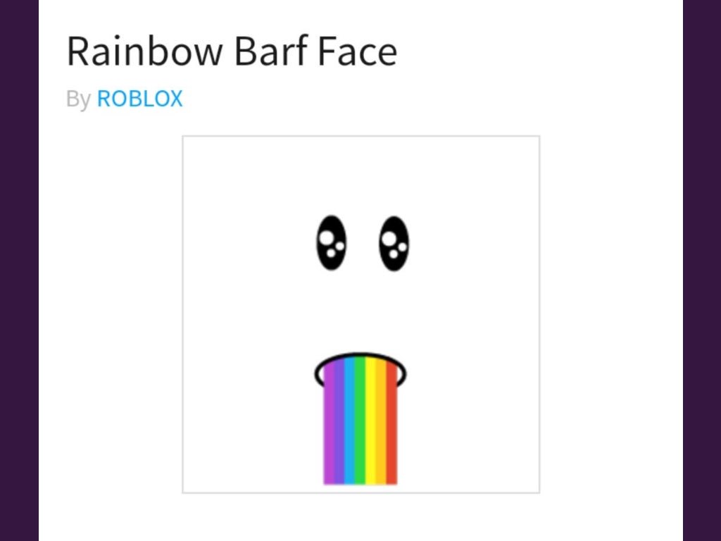 Rainbow Barf Face Roblox Toy Roblox Free Kid Games - card for dm roblox