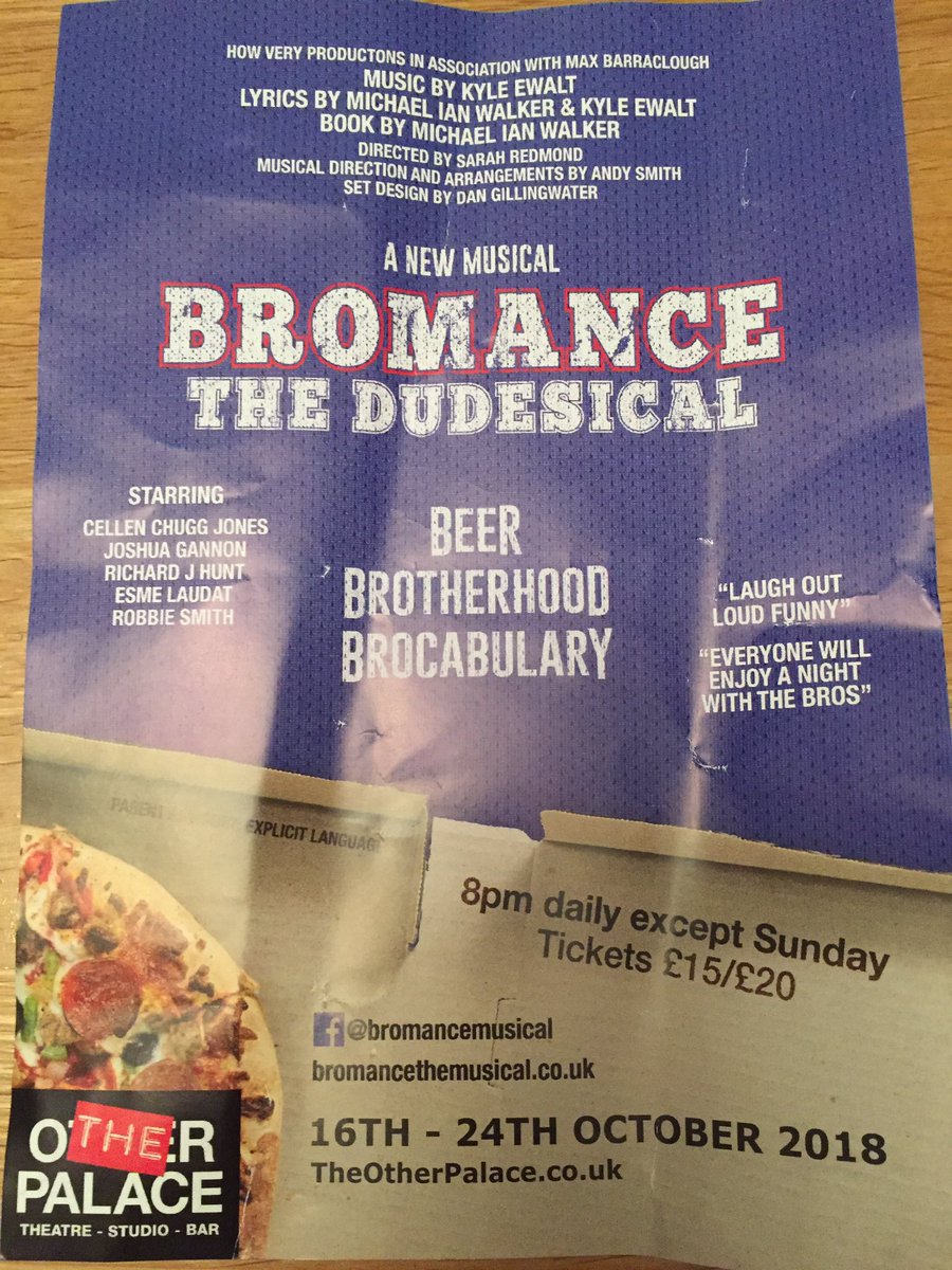 MrsOsmond_'s tweet photo. Exhausting smart &amp; witty Great chemistry &amp; tight performance. Joyous! @Bromancethedude @TheOtherPalace @cellencj @joshuagannon95 @richardjames85 @EsmeLaudat @MrRobbieSmith Stylish comedic clever catchy Music/Lyrics @ewaltandwalker https://t.co/yILkSWud0b