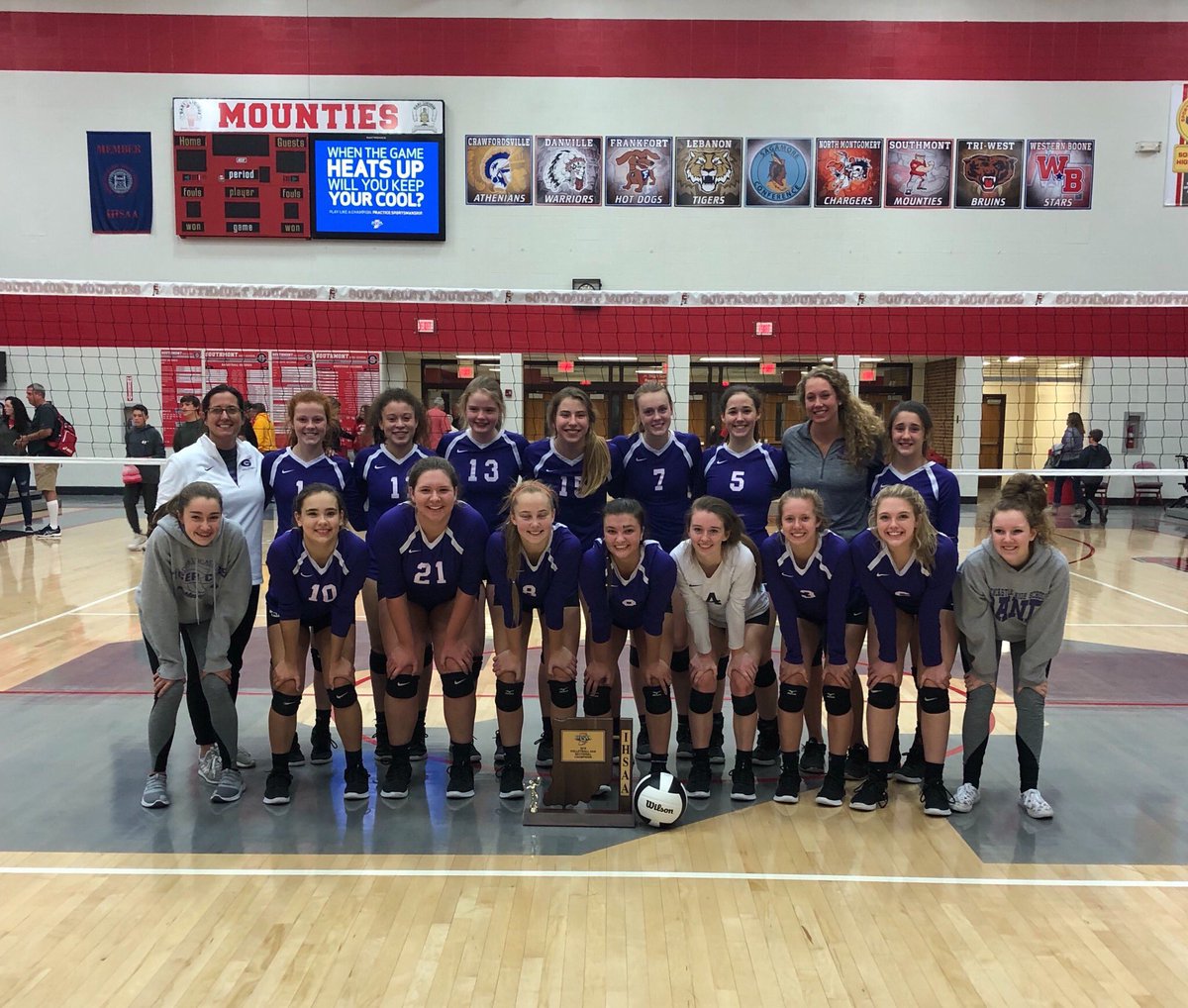 GHSCheerblock's tweet photo. Another GREAT year for Greencastle volleyball! Congrats on an amazing 21-6 record through the regular season as well as another sectional title! Don’t forget you stole that paddle back too😏. Shoutout to this years amazing seniors for a fantastic 4 years! 🐯🏐 https://t.co/3IrSVdpBiy