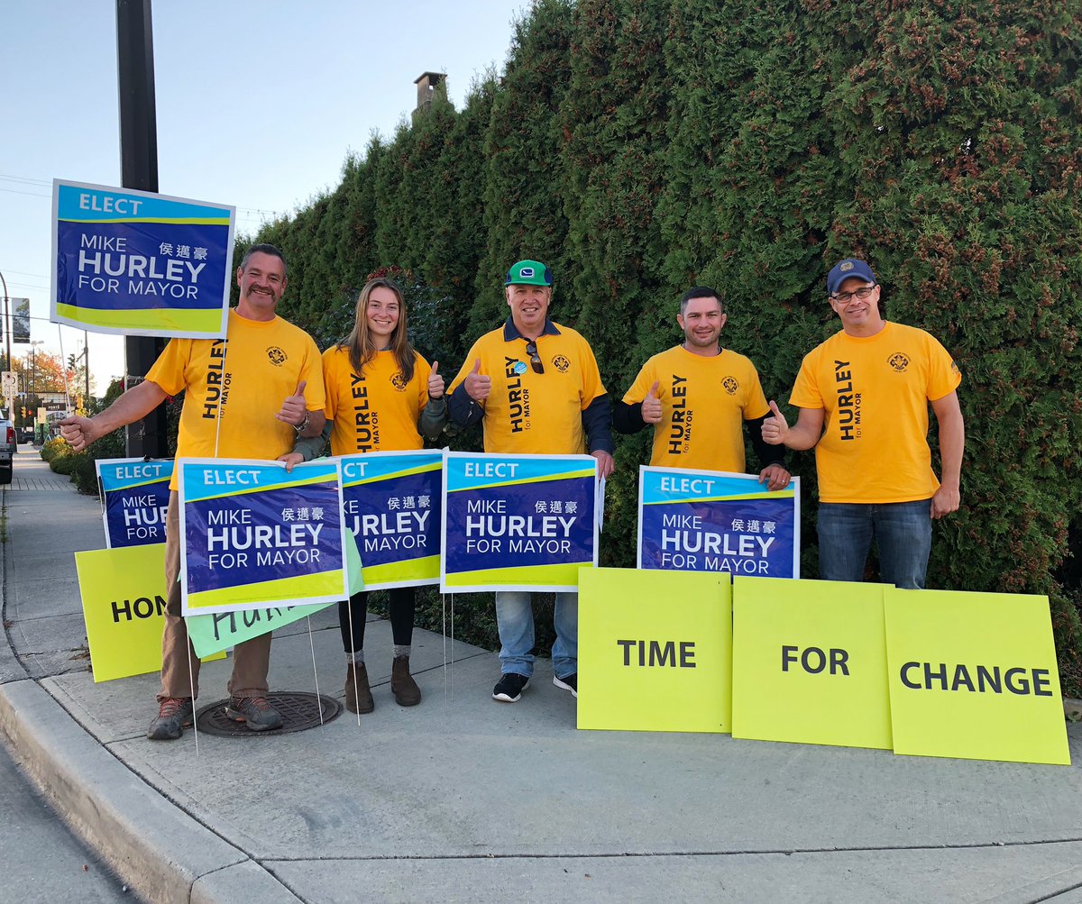 #TeamHurley is out on street corners across Burnaby reminding you to vote! #burnabyvotes #elxnbby18 #burnaby