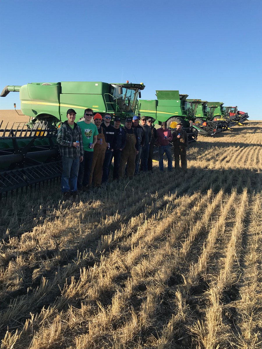 When your good friend and Neighbor -Dean Stockman -is busy kicking cancers ass... friends and neighbors step up and help get the crop off. Many thanks to this crew and many more that helped out on other days!!
