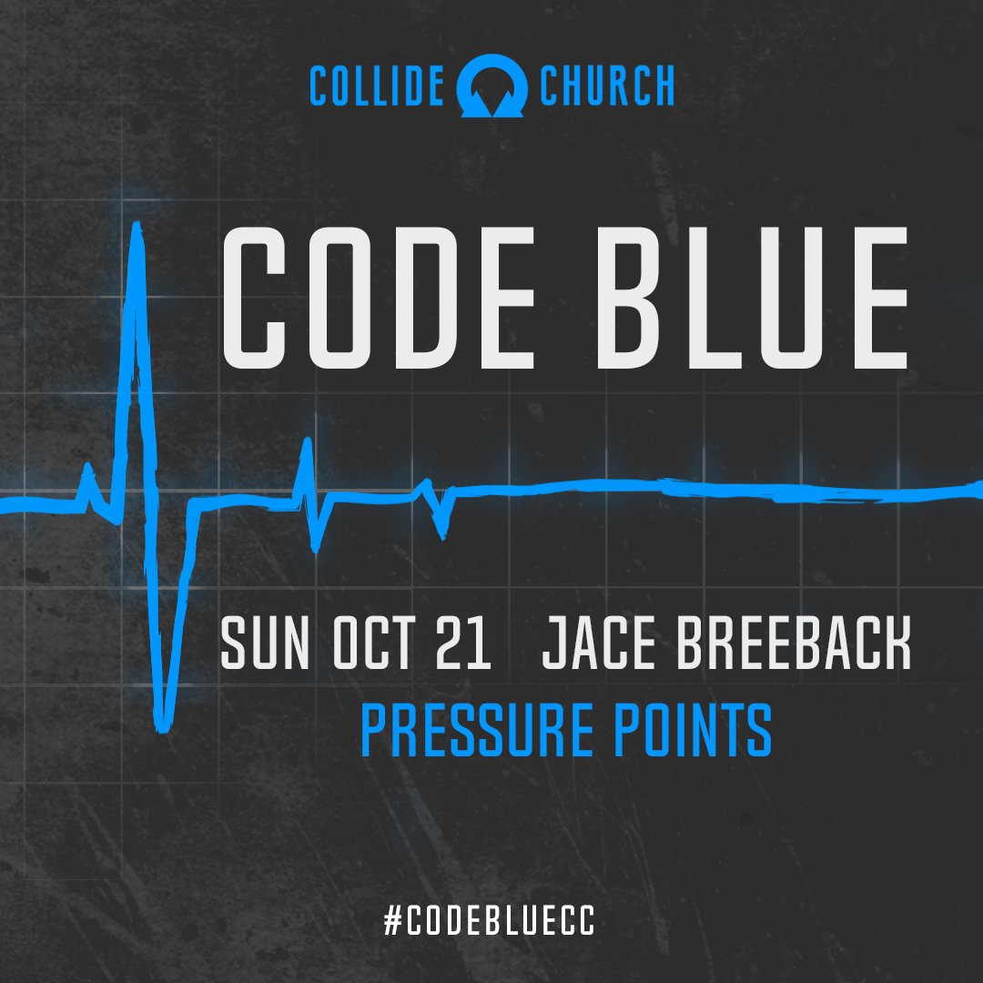 collide_church's tweet image. We are ready for another round of #codebluecc at Collide! 🚨🔵 Jace Breeback, Student &amp;amp; Family Director of Renaissance Road Church in Jamestown, will be bringing the message this Sunday at 8:30am, 10am &amp;amp; 11:30am — we will see you there!