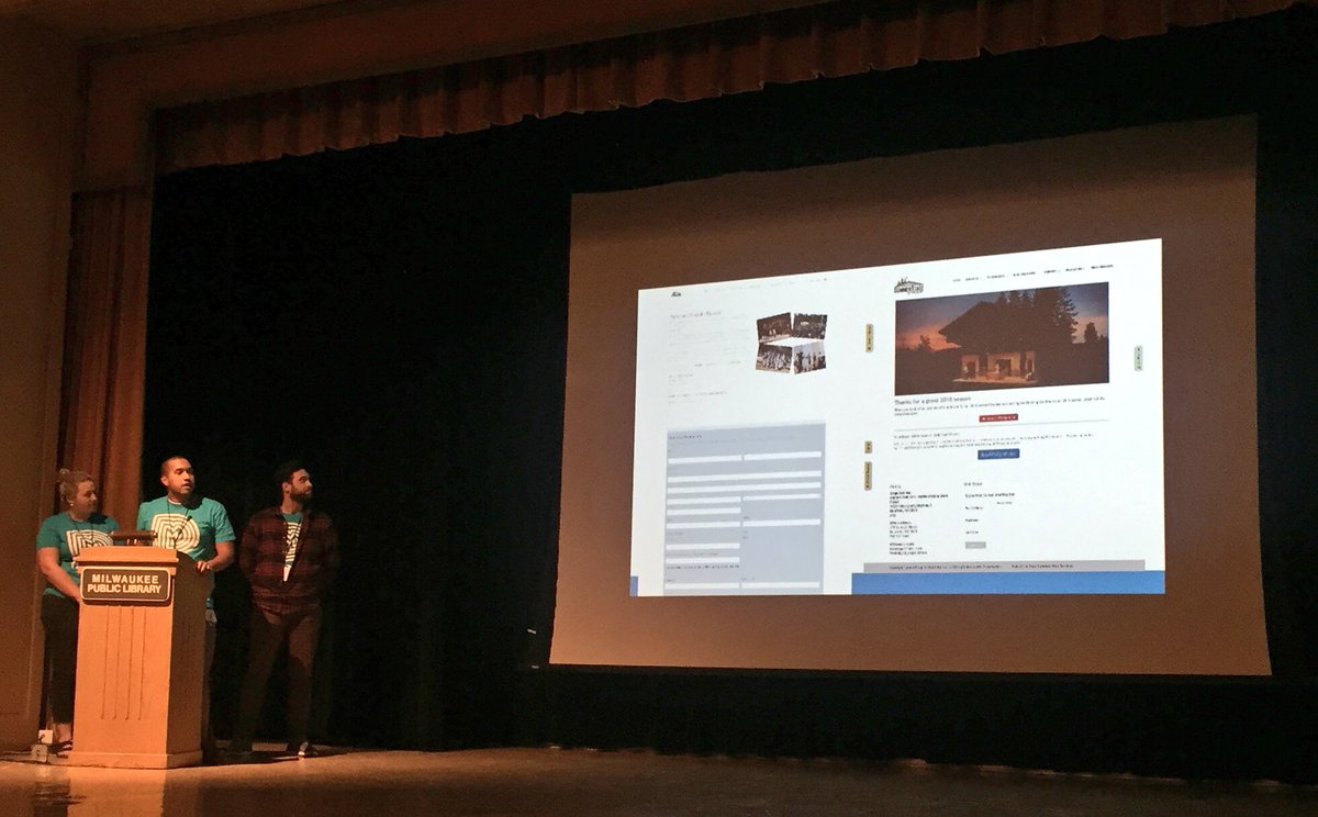 design_mil's tweet photo. Summer Stage of Delafield presenting their website redesign now #designmil2018 #createchange https://t.co/uXEUfQku17