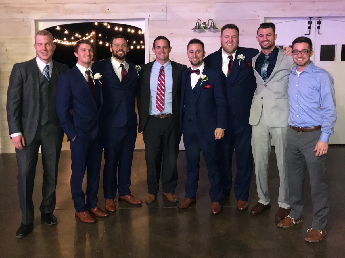 ⁦<a href="/HesstonBaseball/">Hesston Baseball</a>⁩ alums at ⁦<a href="/KBankz_3/">Cory Kerbs</a>⁩ wedding. <a href="/nyoder44/">Nick Yoder</a> ⁦<a href="/jarret_wolf12/">Jarret Wolf</a>⁩ ⁦<a href="/Bran_Dan19/">Brandon Michael</a>⁩ ⁦<a href="/SteveCabe/">Steve Cabe</a>⁩ ⁦<a href="/DustinKing31/">Dustin King</a>⁩