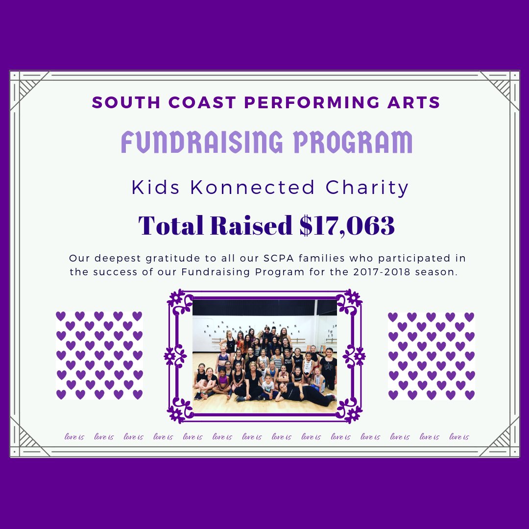 SCPA Fundraising Program for 2017-18 benefitting Kids Konnected charity! #taliastrong #scpastrong #gohardgohome #dancersmakingadifference