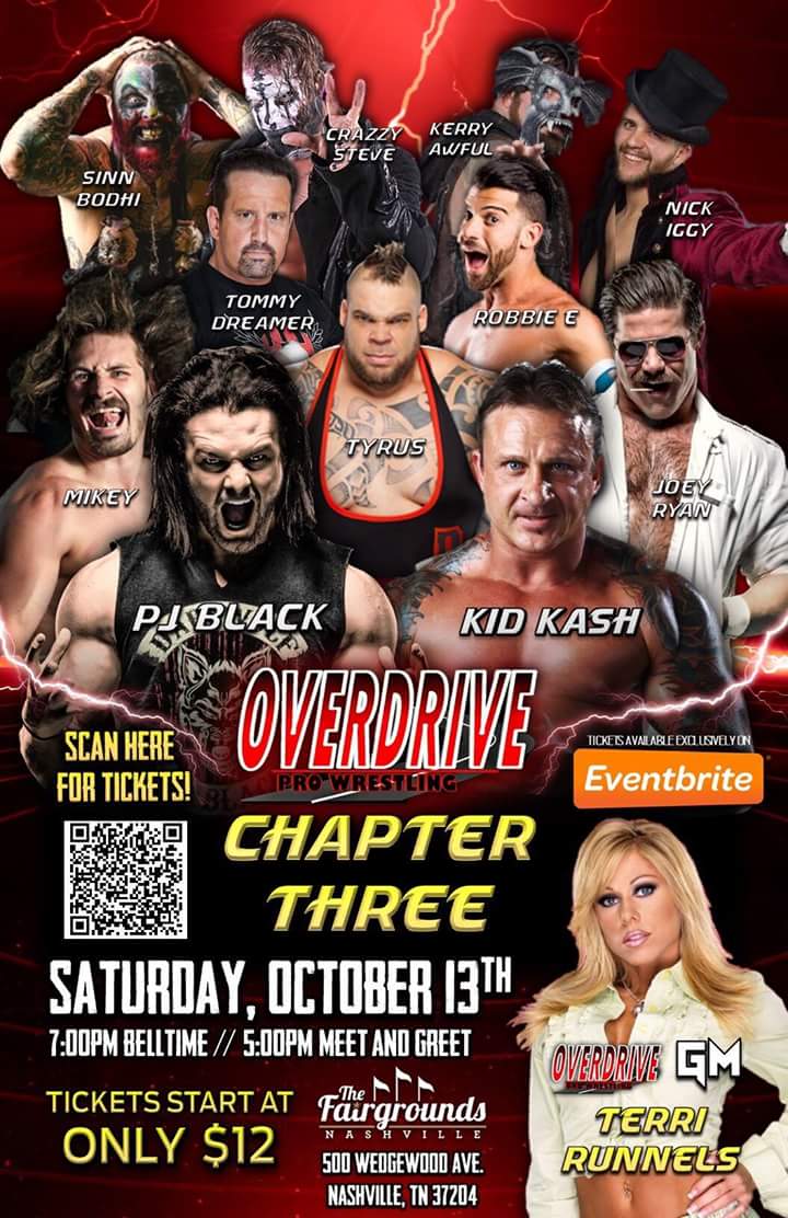 Our Twitter guy @ZeekRkoOtunga is currently headed to @OVERDRIVEPROtn in Nashville TN to see @DavidKidKash @darewolf333 @MikeyBMOC @SiNNbODHi @steveofcrazzy @kerryawful @IggyNJ210 @THETOMMYDREAMER @RobbieEImpact @PlanetTyrus @JoeyRyanOnline @TheTerriRunnels @RealJeffJarrett